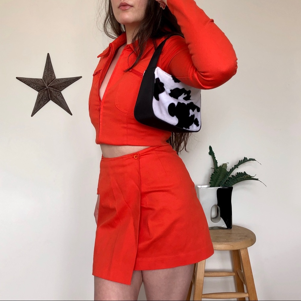 SOLD ON DEPOP! cow print 90s-y2k baguette bag - Picture 2 of 3